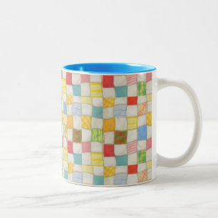 Mug bleu bicolore Crazy Quilt