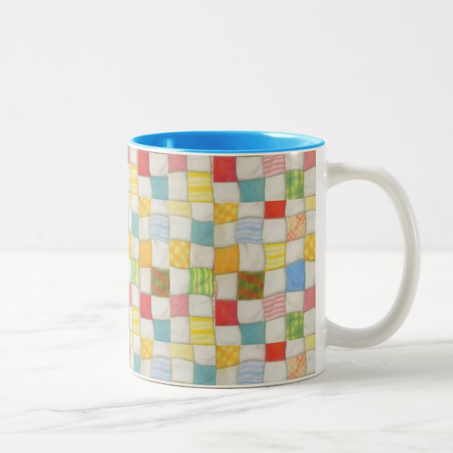 Mug bleu bicolore Crazy Quilt (Droit)