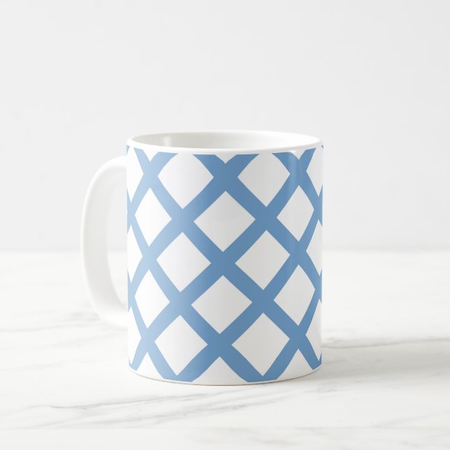 Mug Bleu Blanc Arlequin Diamond Motif (Devant gauche)