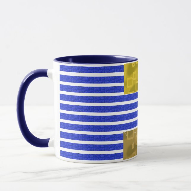 Mug Bleu blanc cool Géométrique (Gauche)