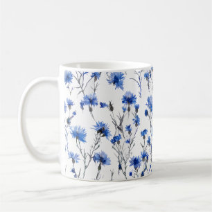 Mug Bleu blanc de fleur de Cornflower