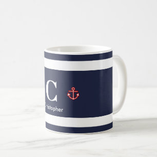 Mug Bleu blanc de la marine marine