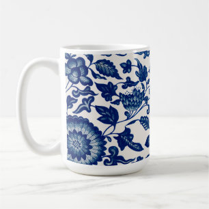 Mug Bleu Blanc Fleur Sauvage Français Chinoiserie