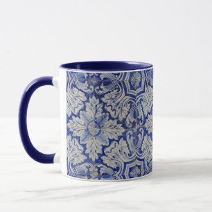Mug Bleu & Blanc Méditerranéen Vintage motif floral