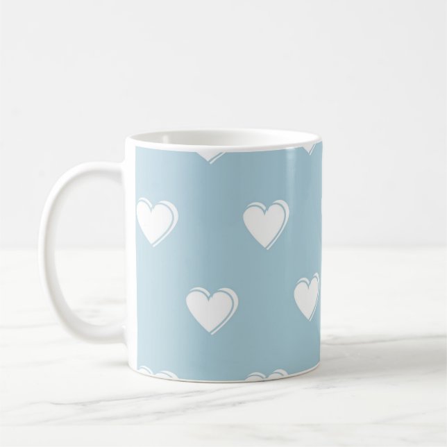 Mug Bleu blanc mignon simple Motif de coeur (Gauche)