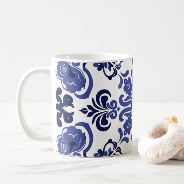Mug Bleu Blanc Portugais Azulejo Bridesmaid Boug cadea (Avec donut)