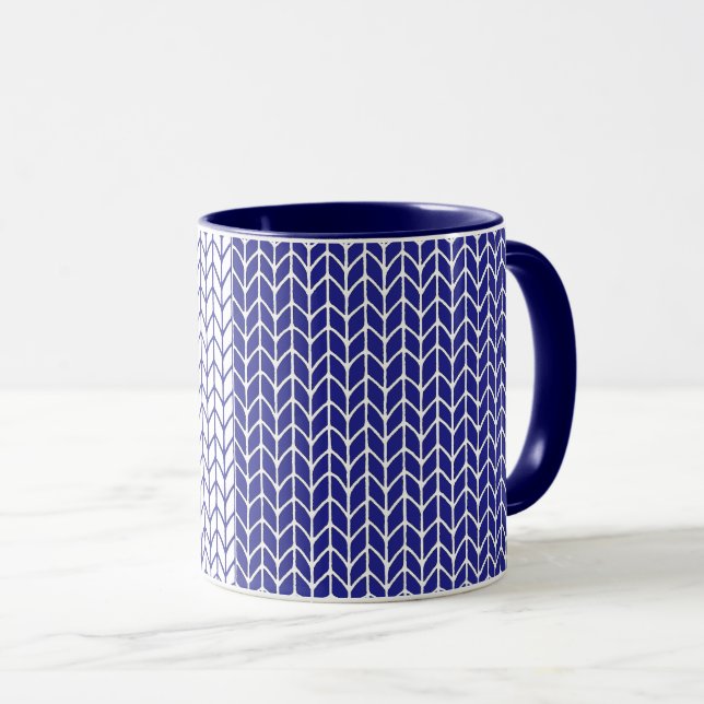 Mug BLEU & BLANC TRICOTÉ Combo marine (Devant droit)