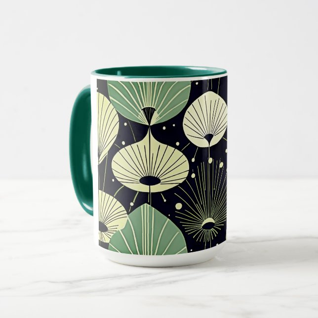 Mug Bleu blanc vert à gouttes atomiques (Devant gauche)