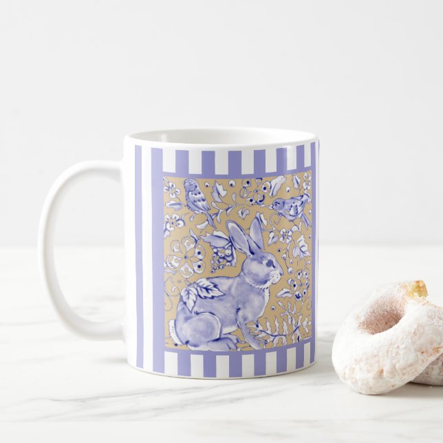 Mug Bleu Bleu Oiseau Bleu Bleu Tan Folial (Avec donut)