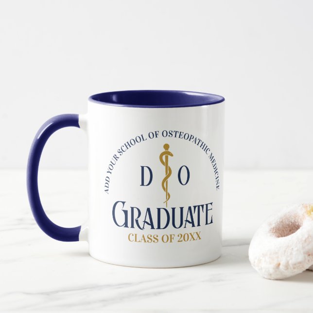 Mug Bleu bleu Ostéopathie Médicale de l'école (Avec donut)