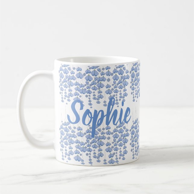 Mug Bleu Butterfly Swarm personnalisée (Gauche)