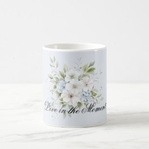 Mug Bleu Céleste Floral Blanc