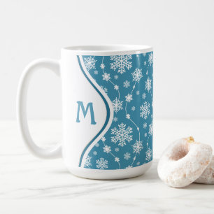 Mug Bleu ciel clair Hiver blanc Motif Flocon de neige