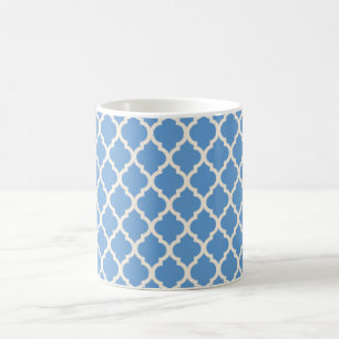 Mug Bleu Clair et Quatrefeuilles Blanc Cassé