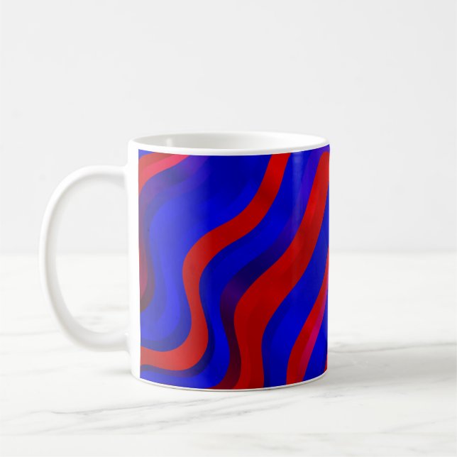 Mug Bleu clair, texture rouge avec lignes cirées. Dégr (Gauche)