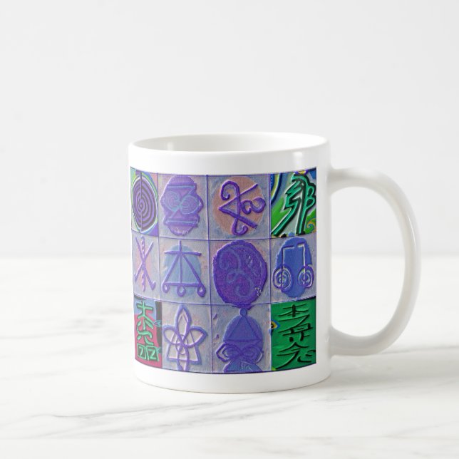 Mug Bleu curatif de Havenly des signes 12 de Reiki (Droite)