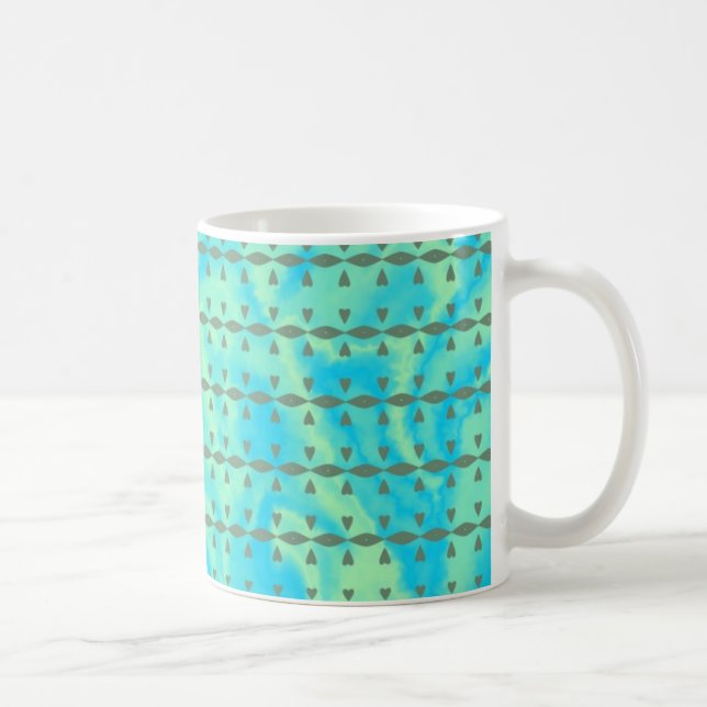 Mug Bleu d'Aqua et ligne de coeur de chaux conception (Droite)