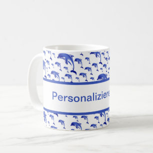 Mug bleu,dauphin, poisson, nature, aquatique, concepti