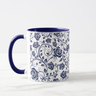 Mug Bleu de cobalt avec Roses