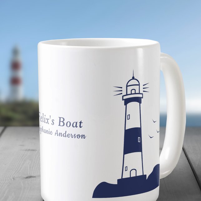 Mug Bleu de la marine phare (Lighthouse Navy Blue Mug)