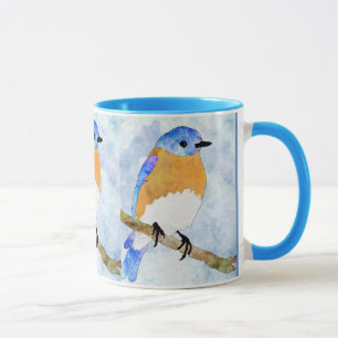Mug Bleu de l'Est - mâle - muqueuse à l'aquarelle