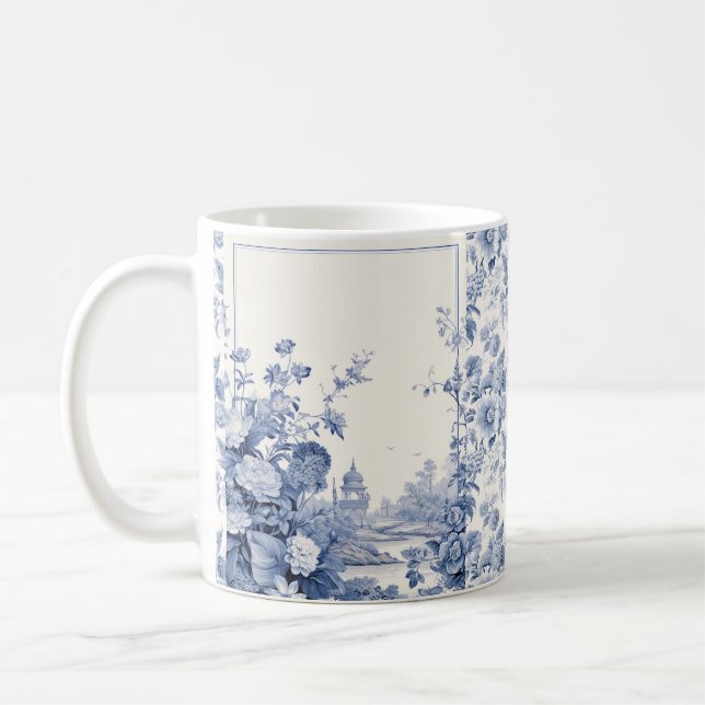 Mug Bleu de toile à fleurs (Gauche)