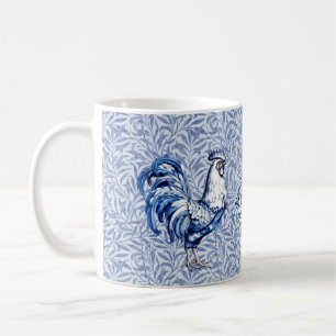 Mug Bleu Delft Et Poulet Blanc Rooster