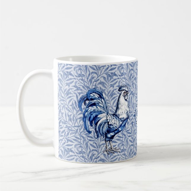 Mug Bleu Delft Et Poulet Blanc Rooster (Gauche)