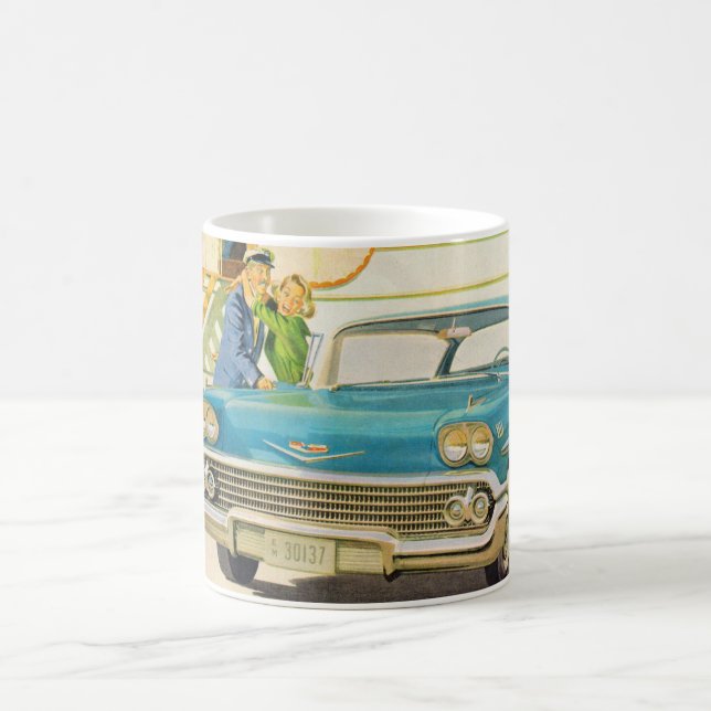 Mug bleu d'impala de Chevy des années 1950 avec des (Centre)