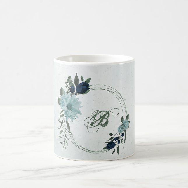 Mug Bleu Dusty fleurs botaniques (Centre)