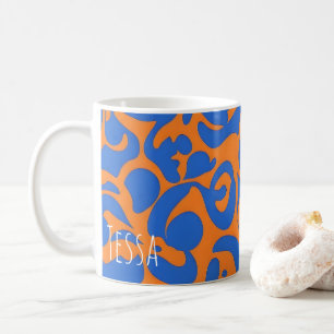 Mug Bleu Électrique et Orange Art Pop Rétro Audacieux
