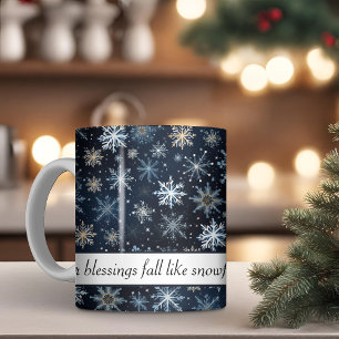 Mug Bleu élégant Vintage hiver Snowflake Bénédiction