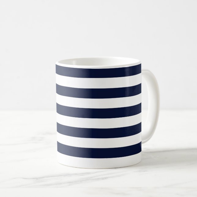 Mug Bleu et blanc de la marine de minuit (Devant droit)
