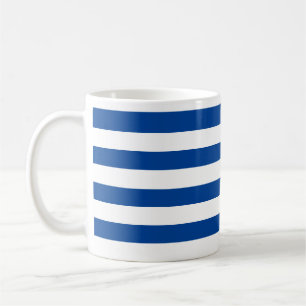 Mug Bleu et blanc de marine épais classique Horizontal