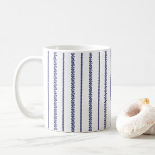 Mug Bleu et Blanc Rayures Botaniques Côtières