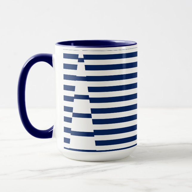 Mug Bleu et blanc sur bandes (Gauche)