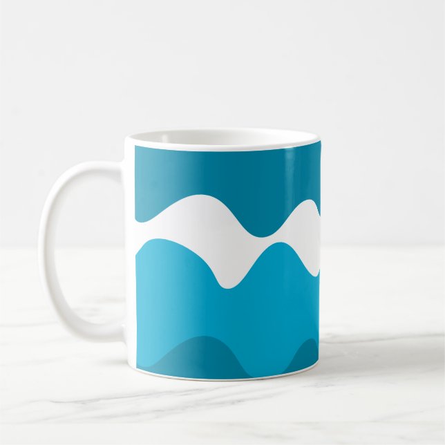 Mug Bleu et blanc vagues horizontales motif (Gauche)