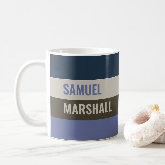 Mug Bleu et Brown Motif Personnalisé (Avec donut)