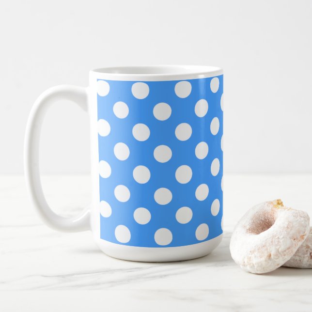 Mug Bleu Et Grands Pois Blancs (Avec donut)