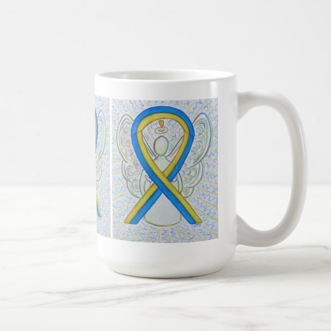 Mug Bleu et jaune de sensibilisation Ruban Angel Art M (Droite)