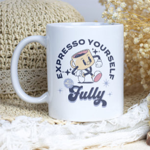 Mug Bleu et Jaune - Expresso Yourself Fully