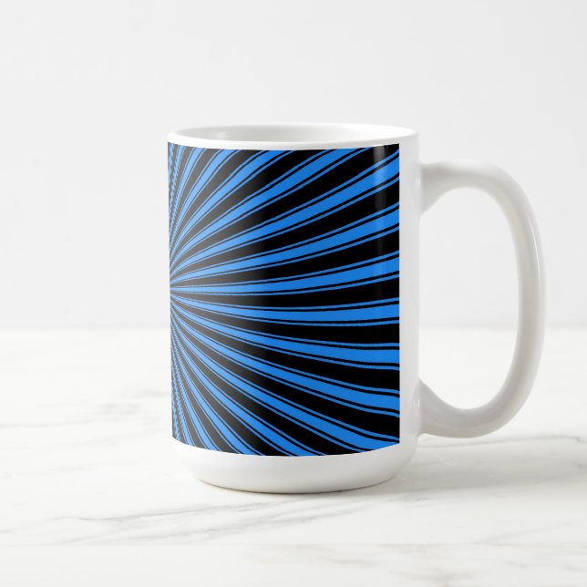 Mug Bleu et noir Funky rayé Art Abstrait rayé (Droite)