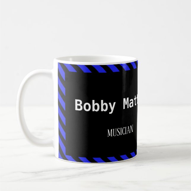 Mug Bleu et noir rayures diagonales (Gauche)