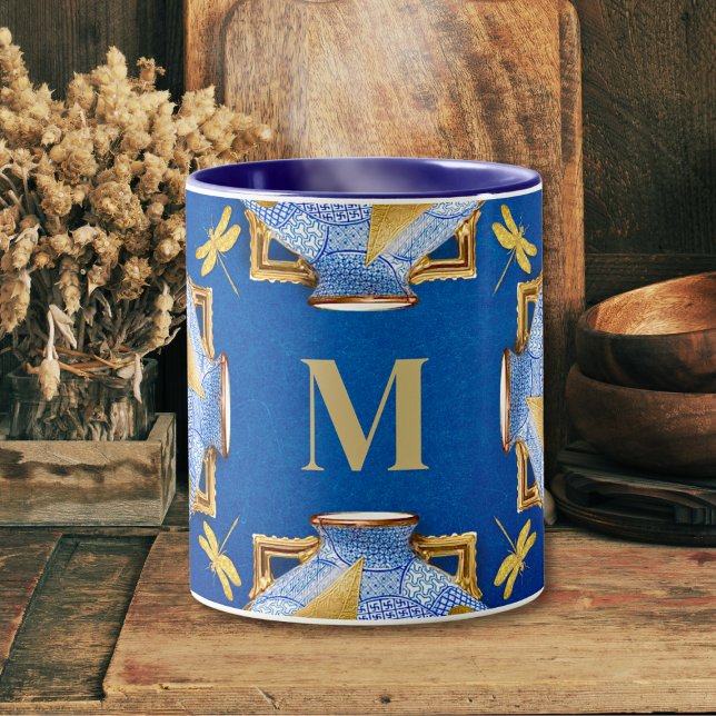Mug Bleu Et Or De Style Japonais (Créateur téléchargé)