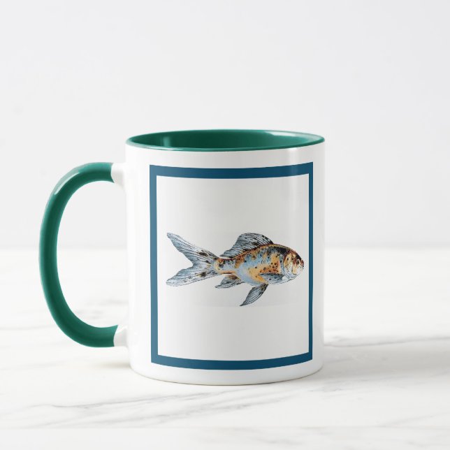Mug Bleu et orange Shubunkin Goldfish Fine Art (Gauche)