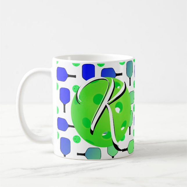 Mug Bleu et vert Pickleball Paddles Vert Personnalisé (Gauche)