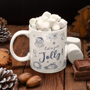Mug Bleu Fantaisiste Père Noël Noël Vintage