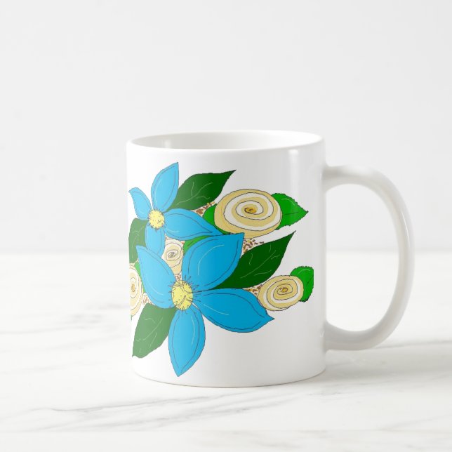 Mug Bleu Floral Clair (Droite)