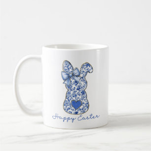 Mug Bleu Floral Lapin de Pâques Coquette