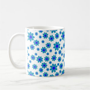 Mug Bleu Floral Repeating Daisy Motif
